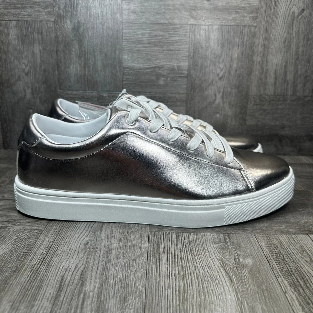Perry Ellis Vincent 2.0 Sneakers Mens 10.5 Metallic Silver Casual Low Top NEW